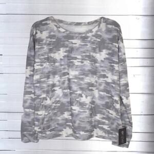 NEW Onzie x Revolve Lightweight‎ Sweatshirt Size SMALL/MEDIUM Gray Camo High Low